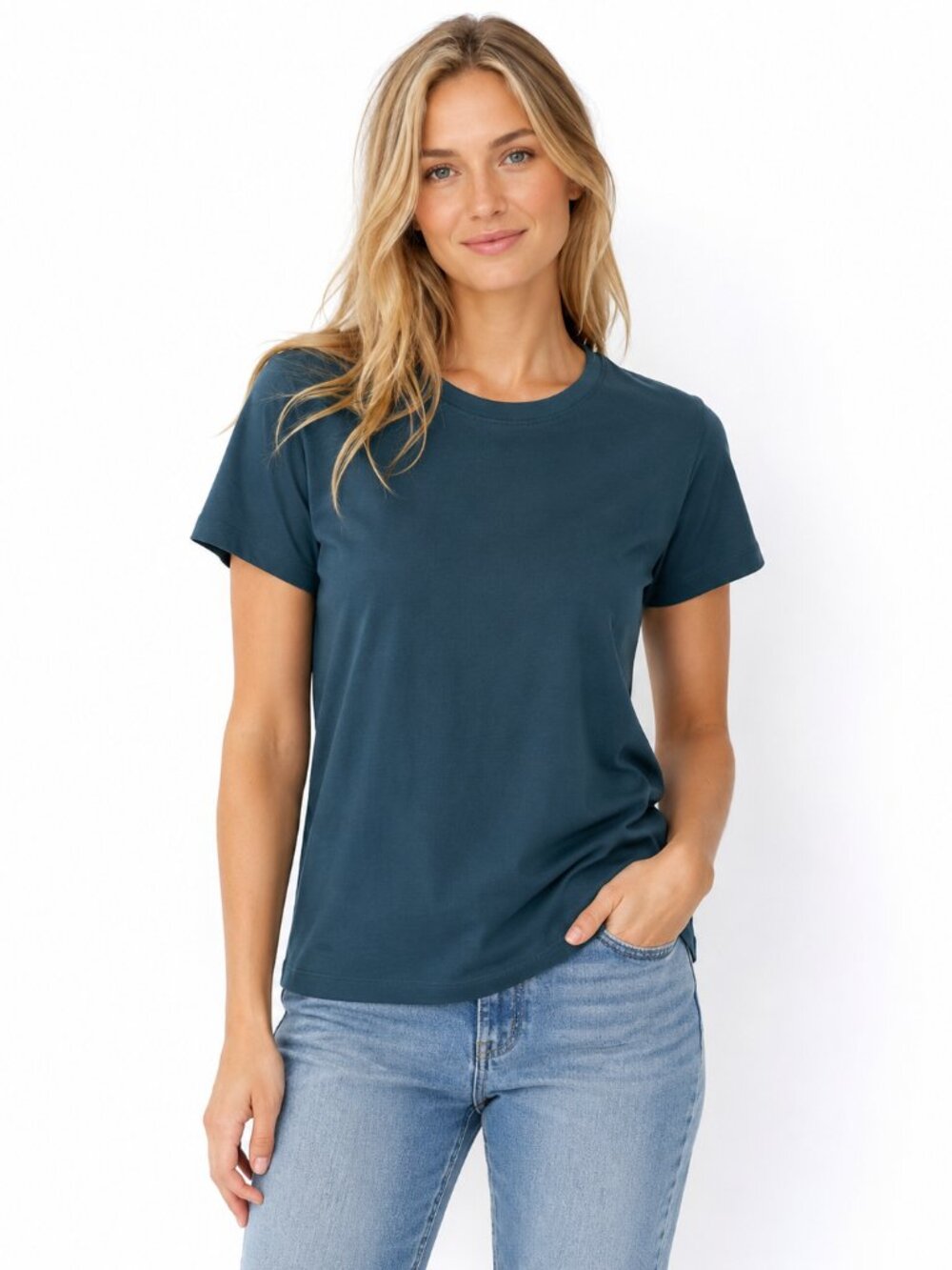 Pact Organic Softspun Crew Neck Tee French Blue Medium NWOT